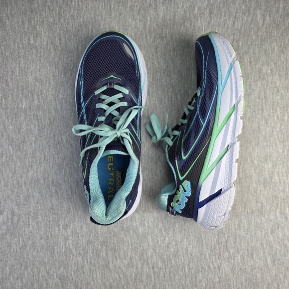 Hoka Clifton 3 Women's Running Shoes - Navy and Aqua Size 8 - Picture 4 of 10